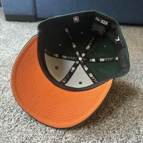 New Era Houston Rockets Fitted Hat Green Rust UV Size 7 NBA - Picture 7 of 9